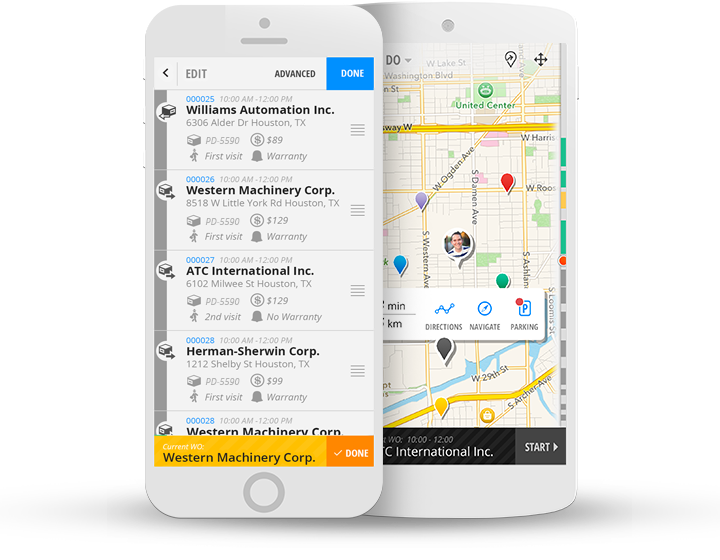 BrightWorker mobile app - list and map screens