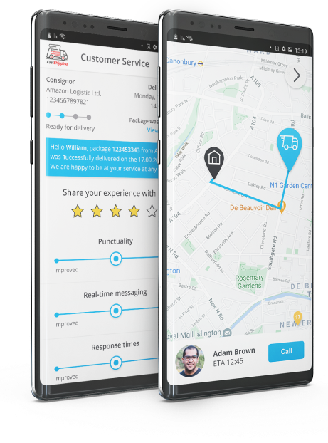 Customer delivery tracking and feedback screens